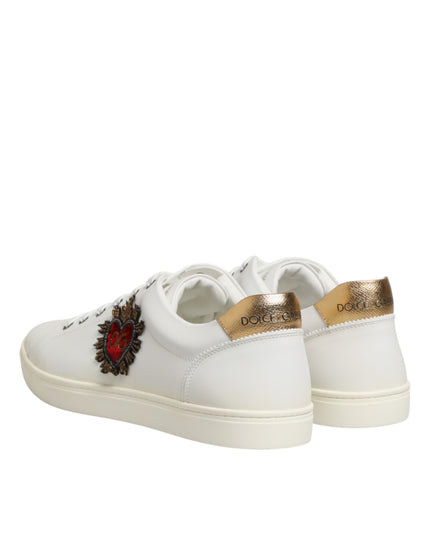 Dolce & Gabbana White Heart Embellished Sneakers Shoes