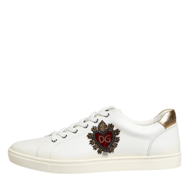 Dolce & Gabbana White Heart Embellished Sneakers Shoes