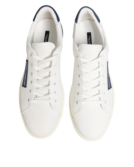 Dolce & Gabbana White Blue Leather Logo Patch Sneakers Shoes