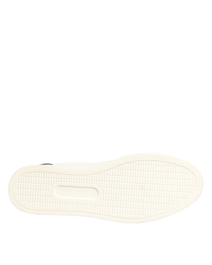 Dolce & Gabbana White Blue Leather Logo Patch Sneakers Shoes