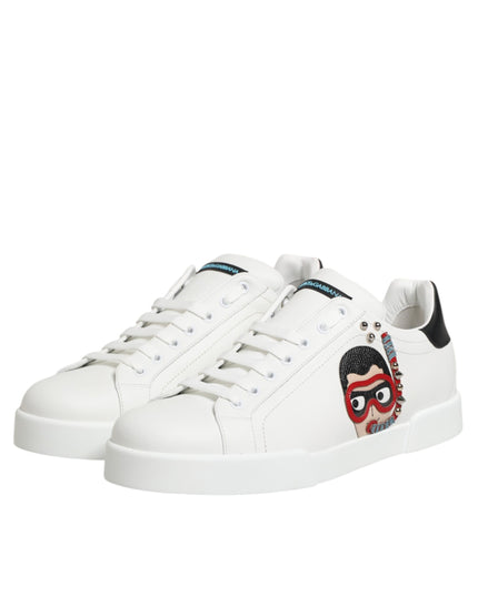 Dolce & Gabbana White Leather #DGFAMILY Men Sneakers Shoes