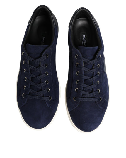 Dolce & Gabbana Blue Leather Suede Low Top Sneakers Shoes