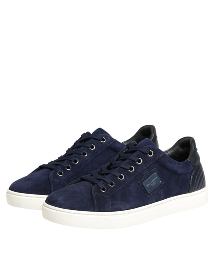 Dolce & Gabbana Blue Leather Suede Low Top Sneakers Shoes