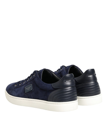 Dolce & Gabbana Blue Leather Suede Low Top Sneakers Shoes