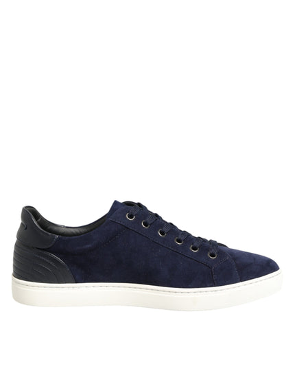 Dolce & Gabbana Blue Leather Suede Low Top Sneakers Shoes