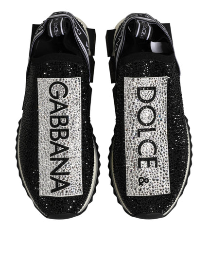 Dolce & Gabbana Black Strass Slip On Men Sorrento Sneakers Shoes