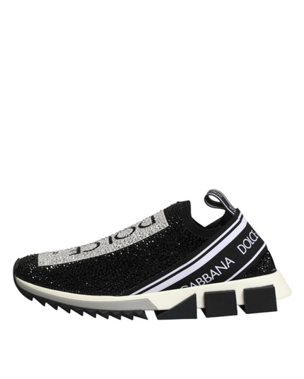 Dolce & Gabbana Black Strass Slip On Men Sorrento Sneakers Shoes