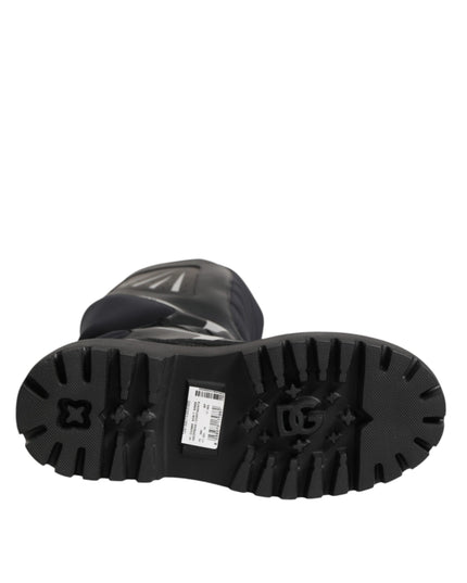 Dolce & Gabbana Black Leather Mid Calf Biker Boots Shoes