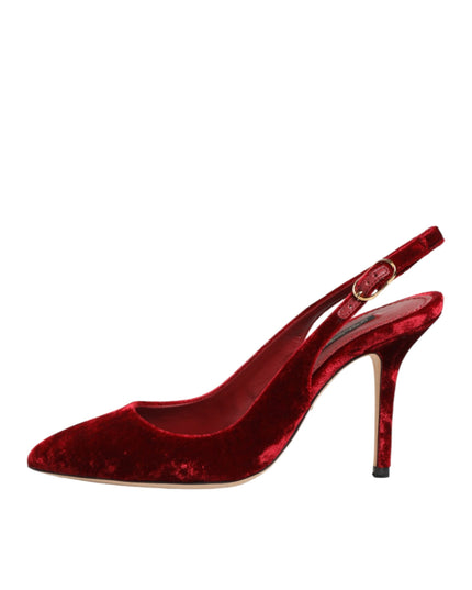 Dolce & Gabbana Red Suede High Heels Slingbacks Sandals Shoes
