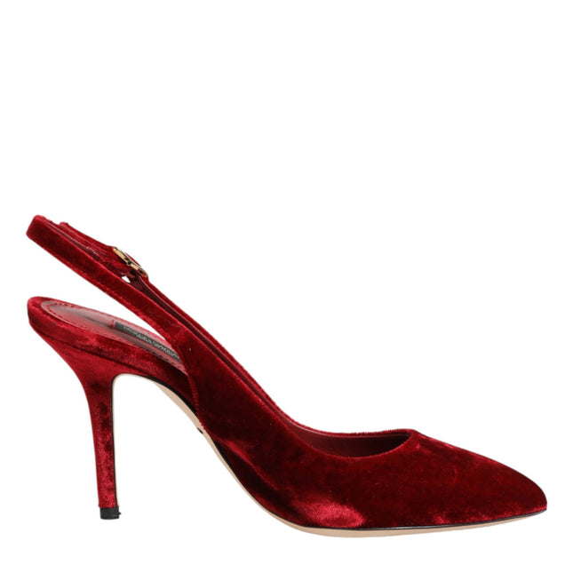 Dolce & Gabbana Red Suede High Heels Slingbacks Sandals Shoes