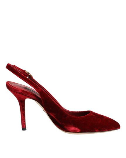 Dolce & Gabbana Red Suede High Heels Slingbacks Sandals Shoes