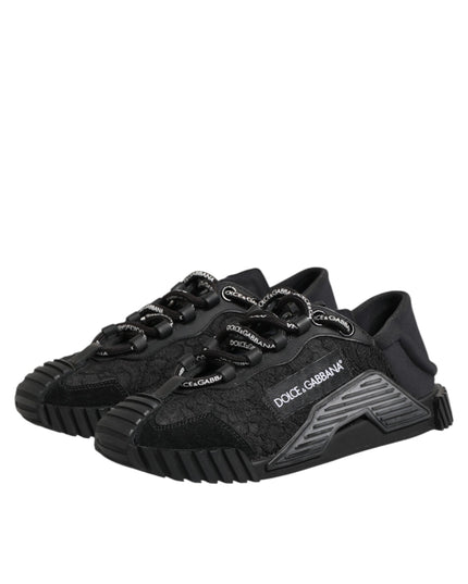 Dolce & Gabbana Black Logo Lace Low Top NS1 Sneakers Shoes