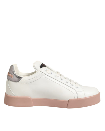 Dolce & Gabbana White Leather Sacred Heart Sneakers Shoes