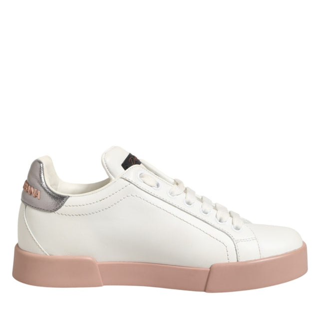 Dolce & Gabbana White Leather Sacred Heart Sneakers Shoes