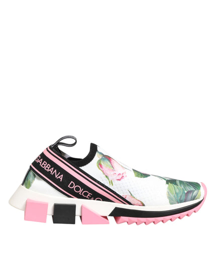 Dolce & Gabbana White Rose Print Sorrento Sneakers Shoes