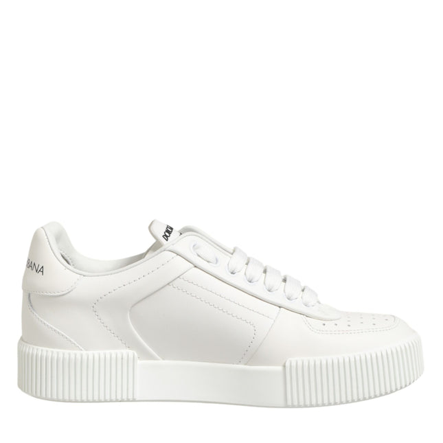 Dolce & Gabbana White Leather MIAMI Low Top Sneakers Shoes
