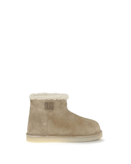 Miu Miu Beige Leather Flat Boots