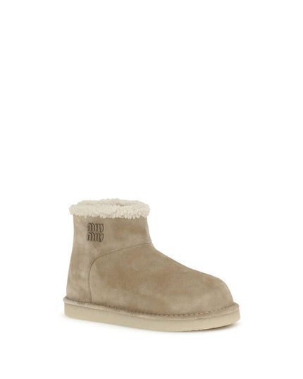 Miu Miu Beige Leather Flat Boots