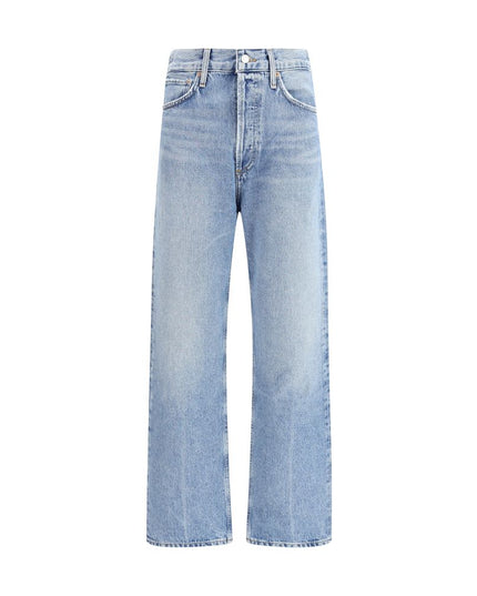 Agolde Light Blue Cotton Relaxed Fit Jeans