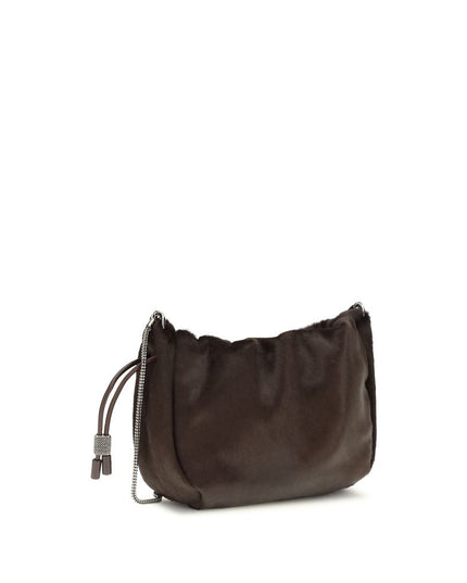 Brunello Cucinelli Brown Fur Shoulder Bag