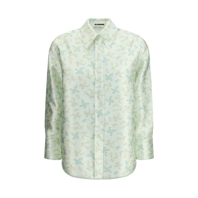 Jil Sander Green Silk Pattern Shirt
