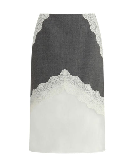 Jil Sander Gray Polyester Midi Skirt
