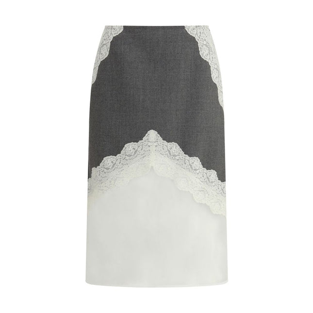 Jil Sander Gray Polyester Midi Skirt