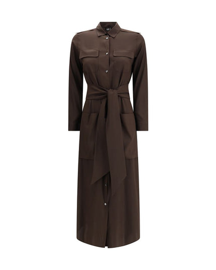 Ella Brown Silk Casual Dress