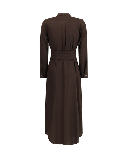 Ella Brown Silk Casual Dress