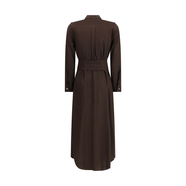 Ella Brown Silk Casual Dress