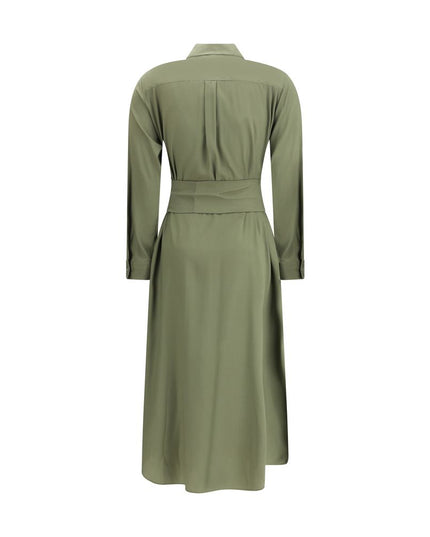 Ella Green Silk Casual Dress