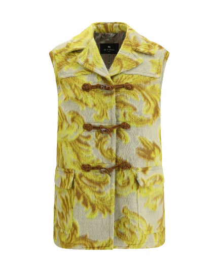 Etro Yellow Wool Sleveless Jacket