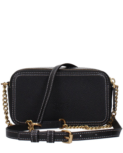 PINKO Black Leather Crossbody Bag