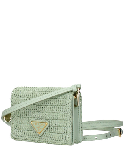 Prada Green Raffia Crossbody Bag