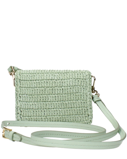 Prada Green Raffia Crossbody Bag