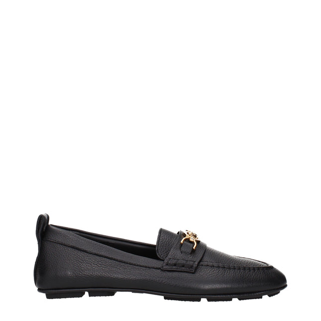Versace Black Leather Slip-On Loafers