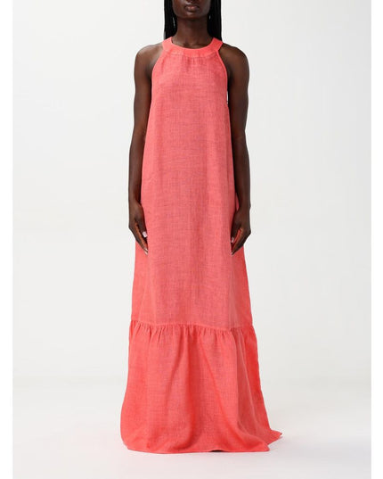 120% Lino Orange Linen Casual Dress