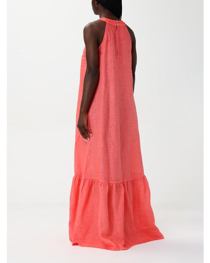 120% Lino Orange Linen Casual Dress