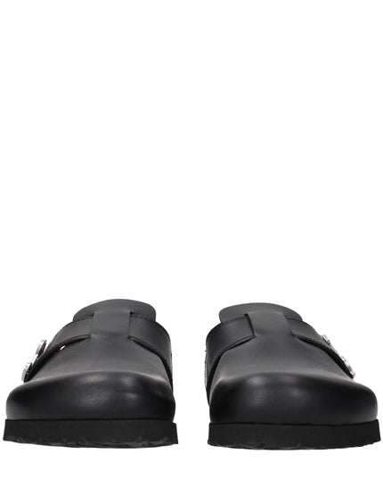 Palm Angels Black Leather Slippers