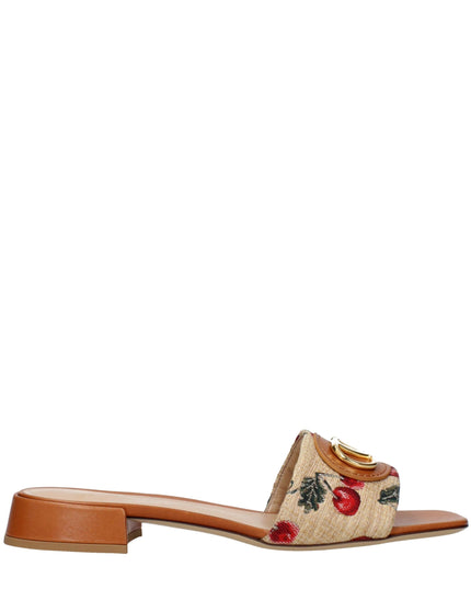 Valentino Garavani Beige Raffia Slippers