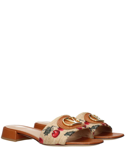 Valentino Garavani Beige Raffia Slippers