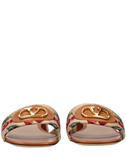 Valentino Garavani Beige Raffia Slippers