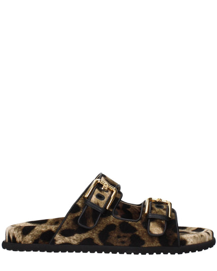 Dolce & Gabbana Beige Velvet Slippers