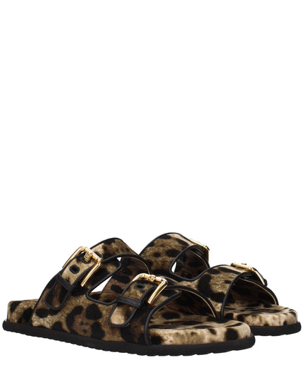 Dolce & Gabbana Beige Velvet Slippers