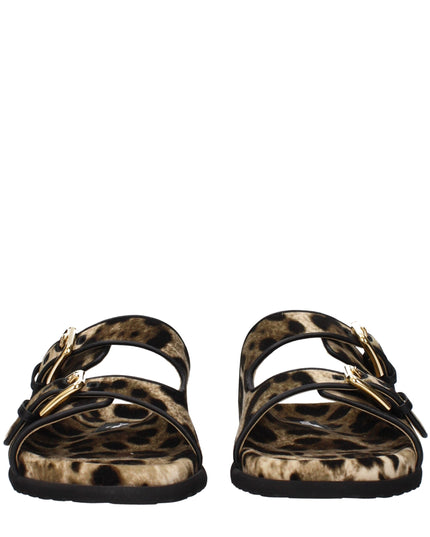 Dolce & Gabbana Beige Velvet Slippers
