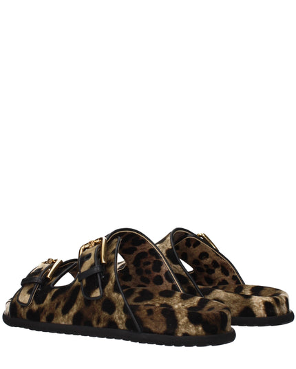 Dolce & Gabbana Beige Velvet Slippers