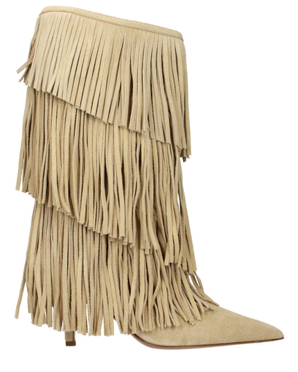 Paris Texas Beige Leather Flat Boots