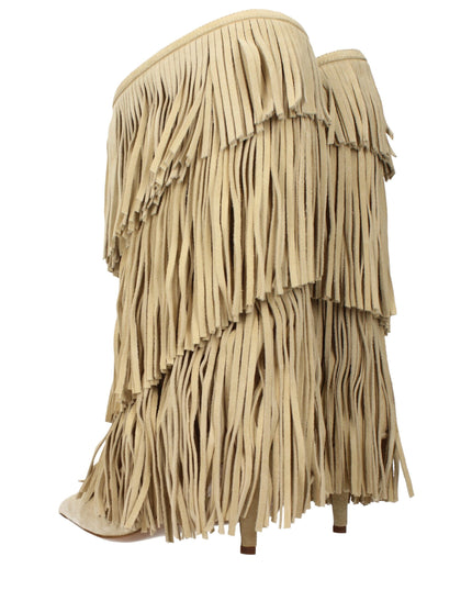 Paris Texas Beige Leather Flat Boots