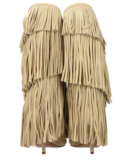 Paris Texas Beige Leather Flat Boots