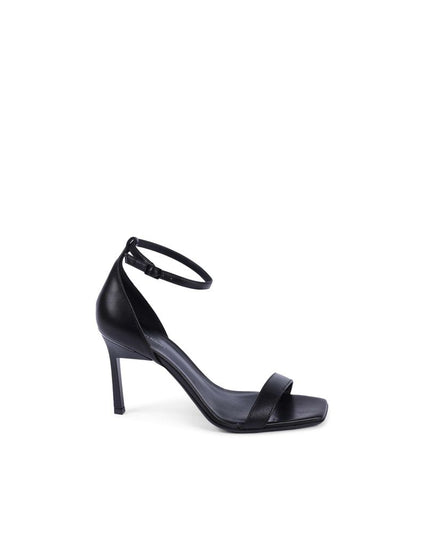 Calvin Klein Black Leather Stiletto Heel Sandals